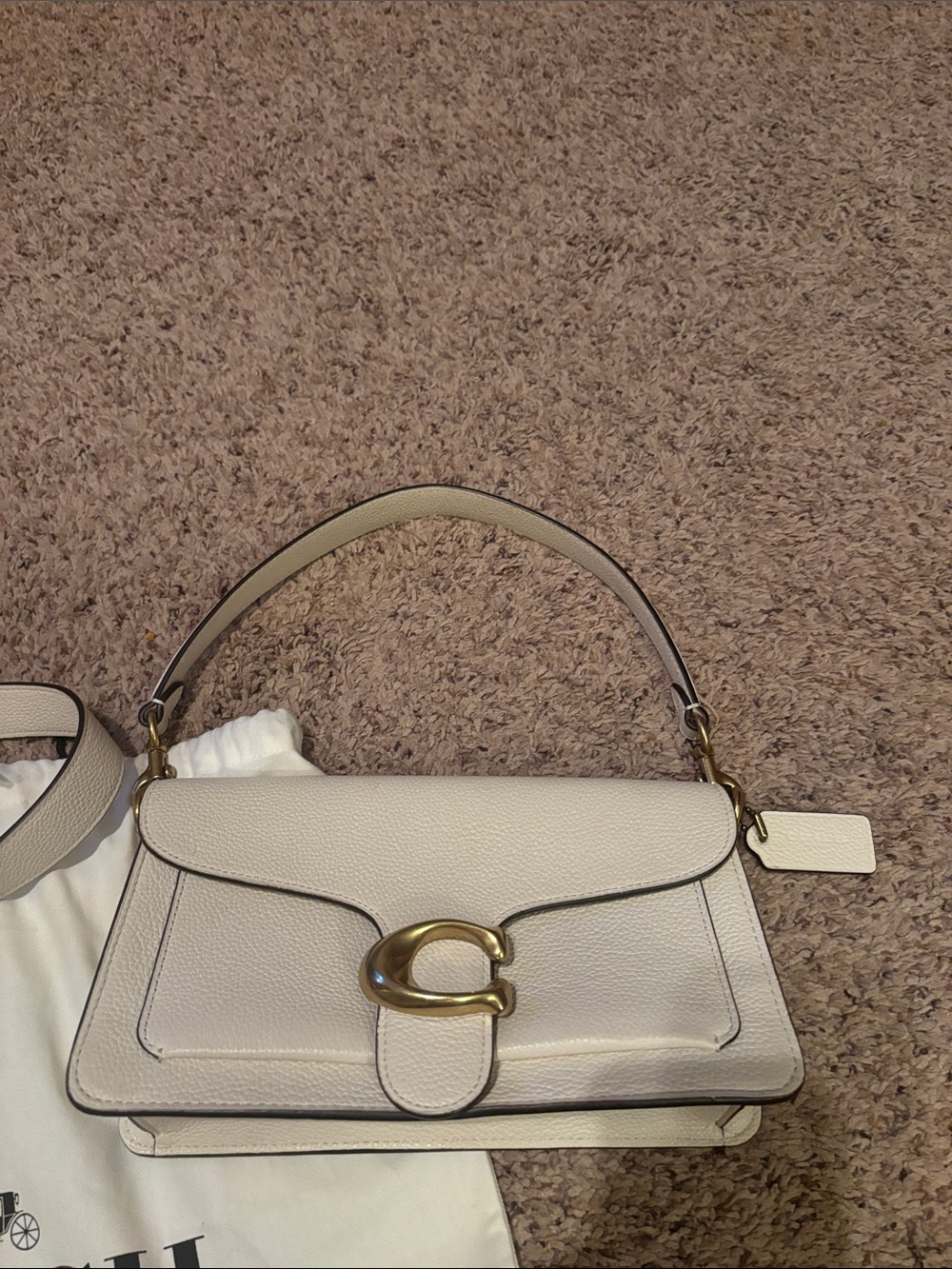 Coach Tabby 26 Cream Pebbled Leather Shoulder Bag with Gold Hardware - Picture 2 of 5